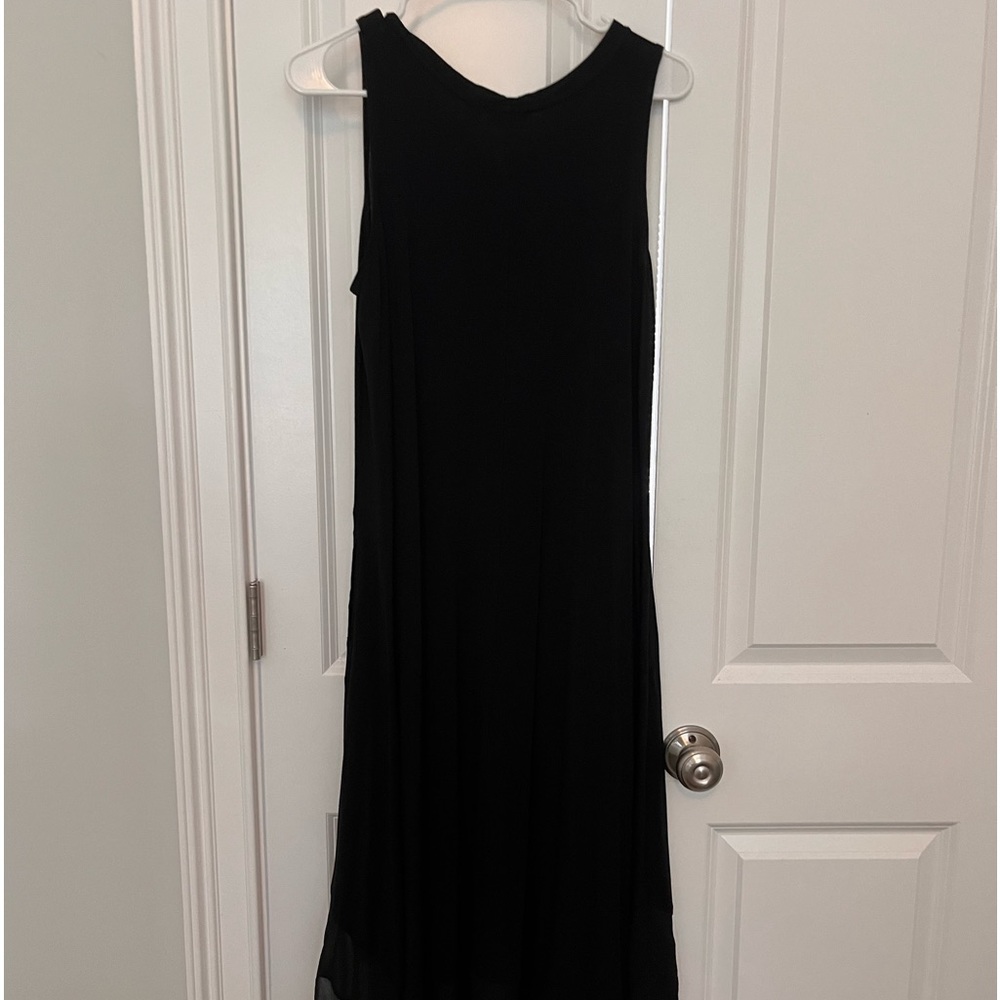 LOGO Knit Sleeveless Maxi Dress with Chiffon Trim Small